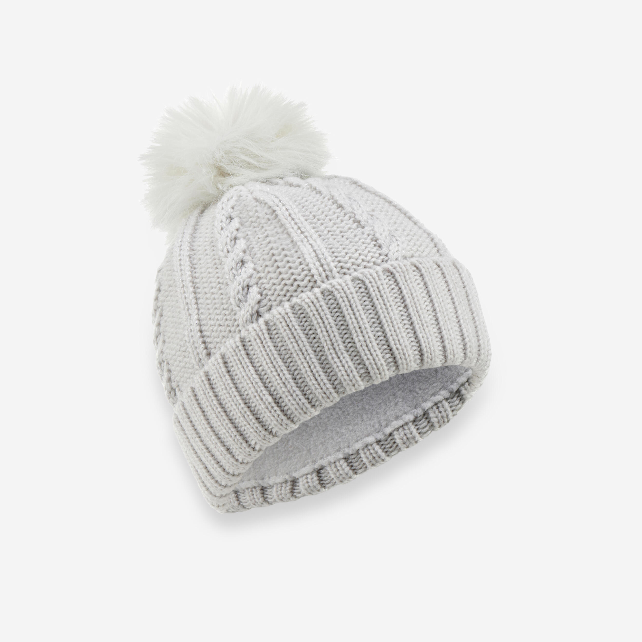 Cable-Knit Wool Fur Hat - Kids