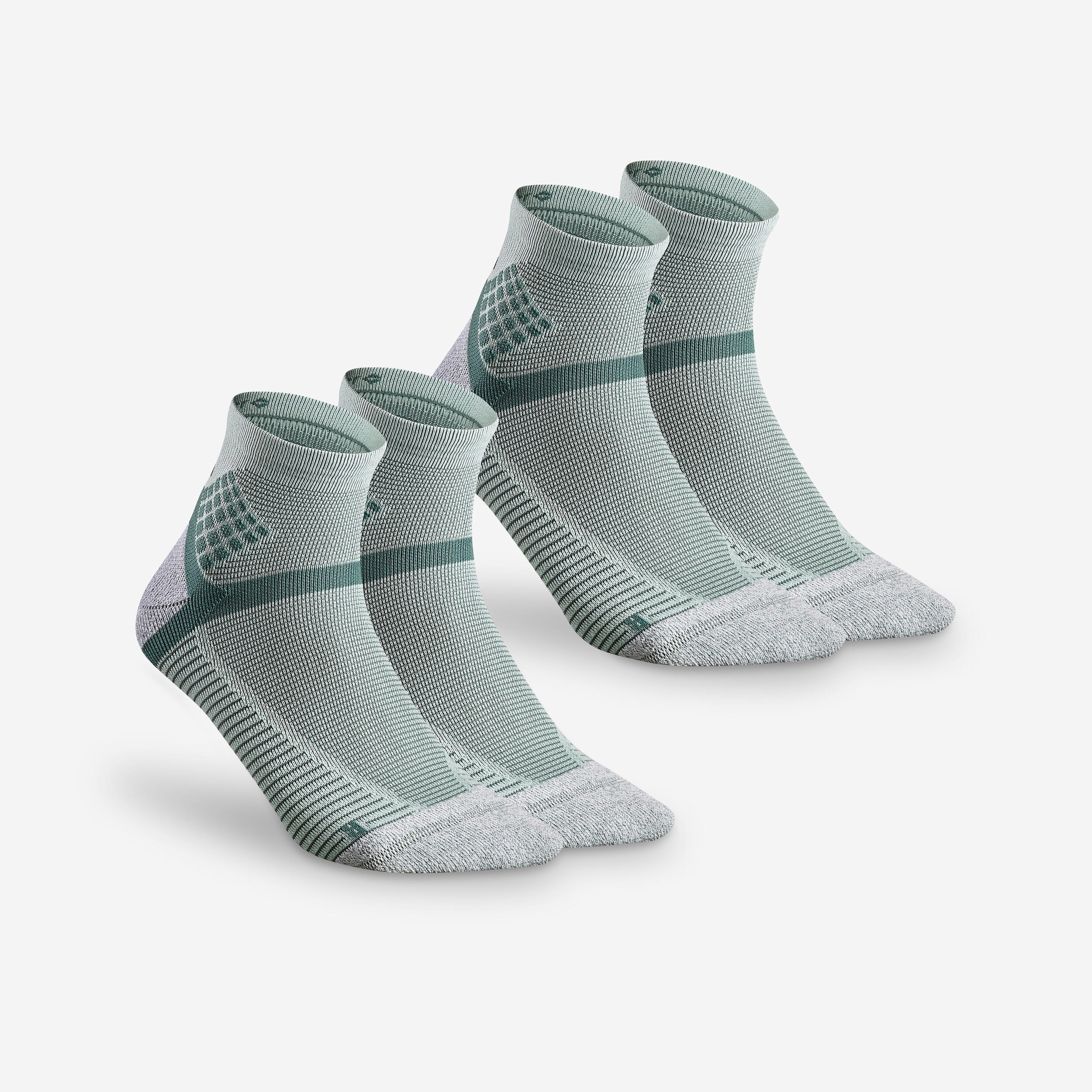 Chaussettes randonnee Hike 500 Mid Grise et Rouge x2 paires QUECHUA Decathlon