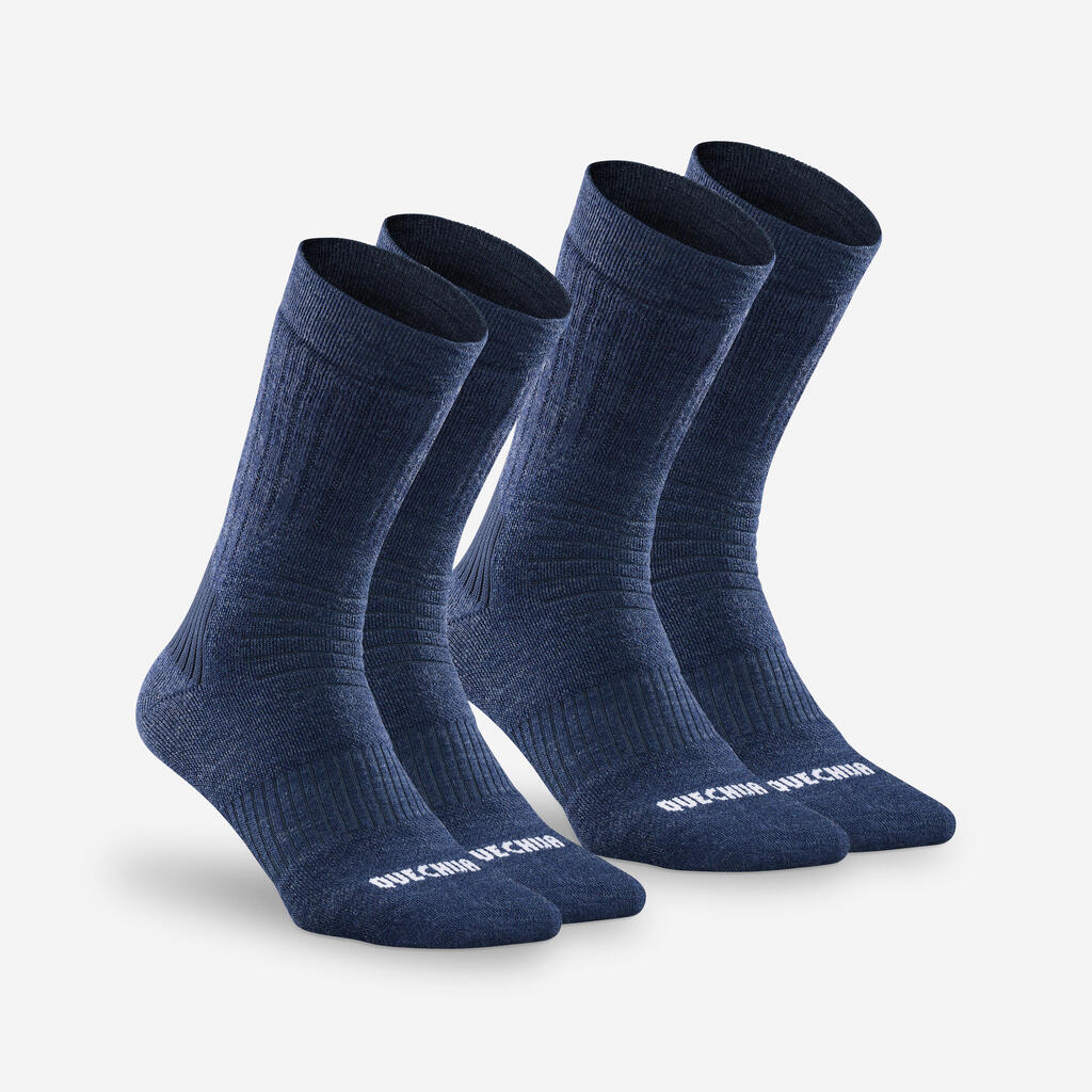 Wandersocken Damen/Herren halbhoch warm 2er-Pack - SH100 grau