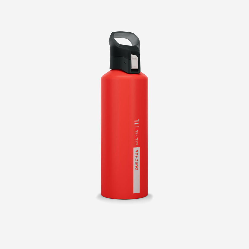 1 L aluminium flask with quick opening cap for hiking - Purple