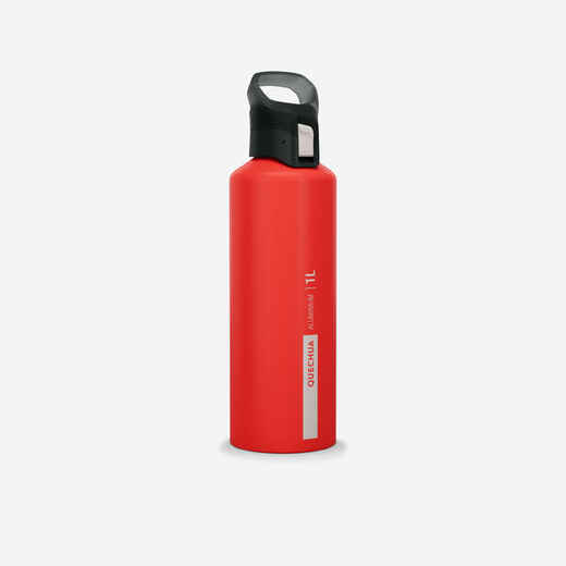 
      1 L aluminium water flask 500 with quick-release cap for hiking - Red
  