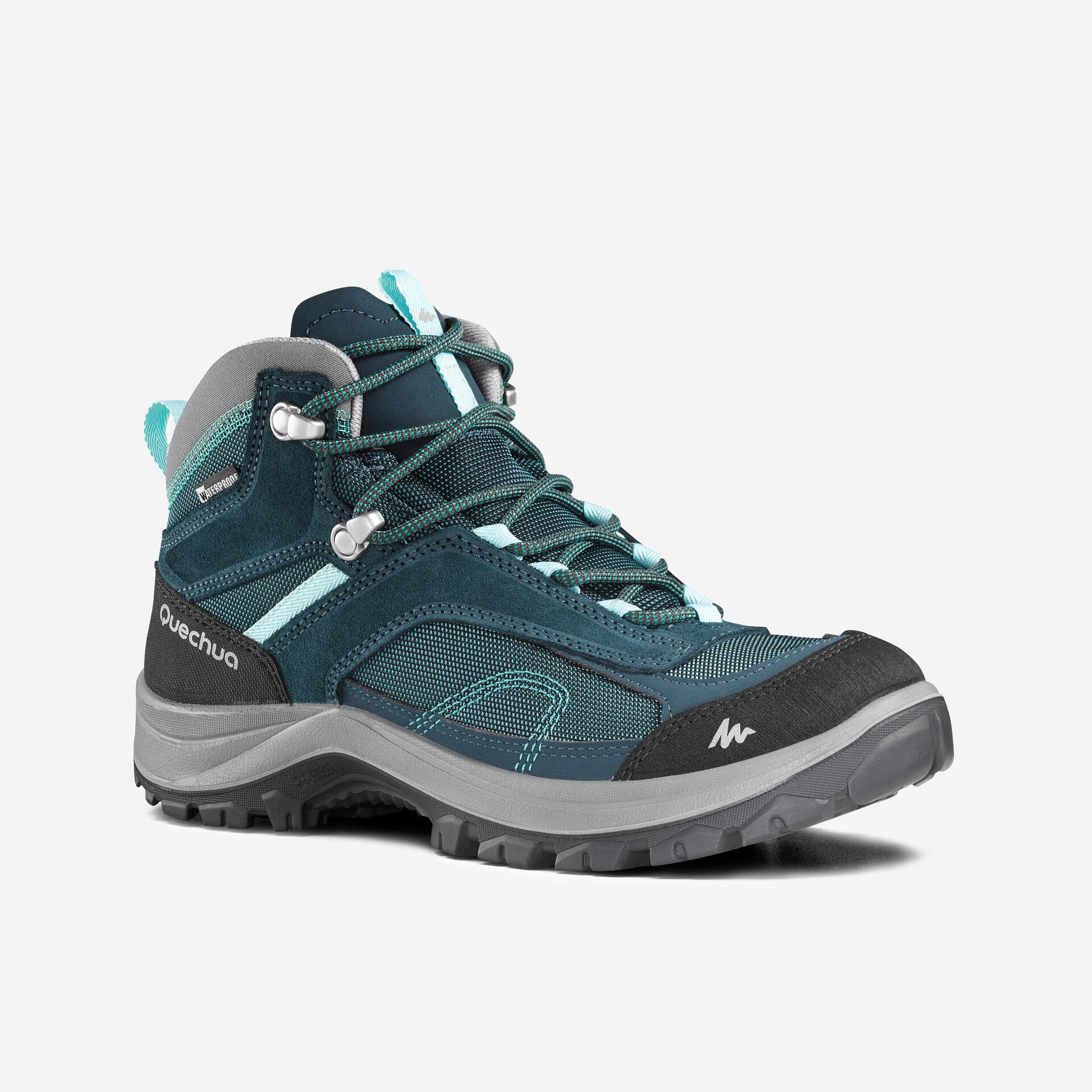 Women's waterproof mountain walking boots MH100 Mid Turquoise