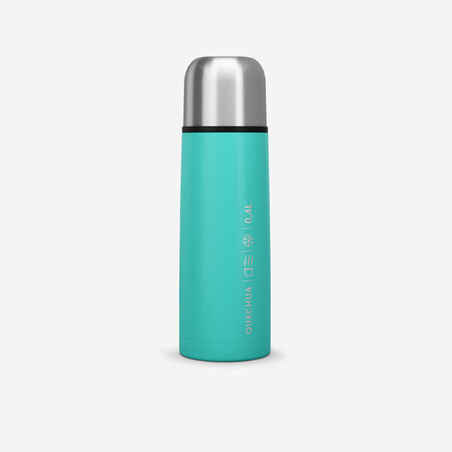 0.4 L stainless steel isothermal flask with cup for hiking - turquoise