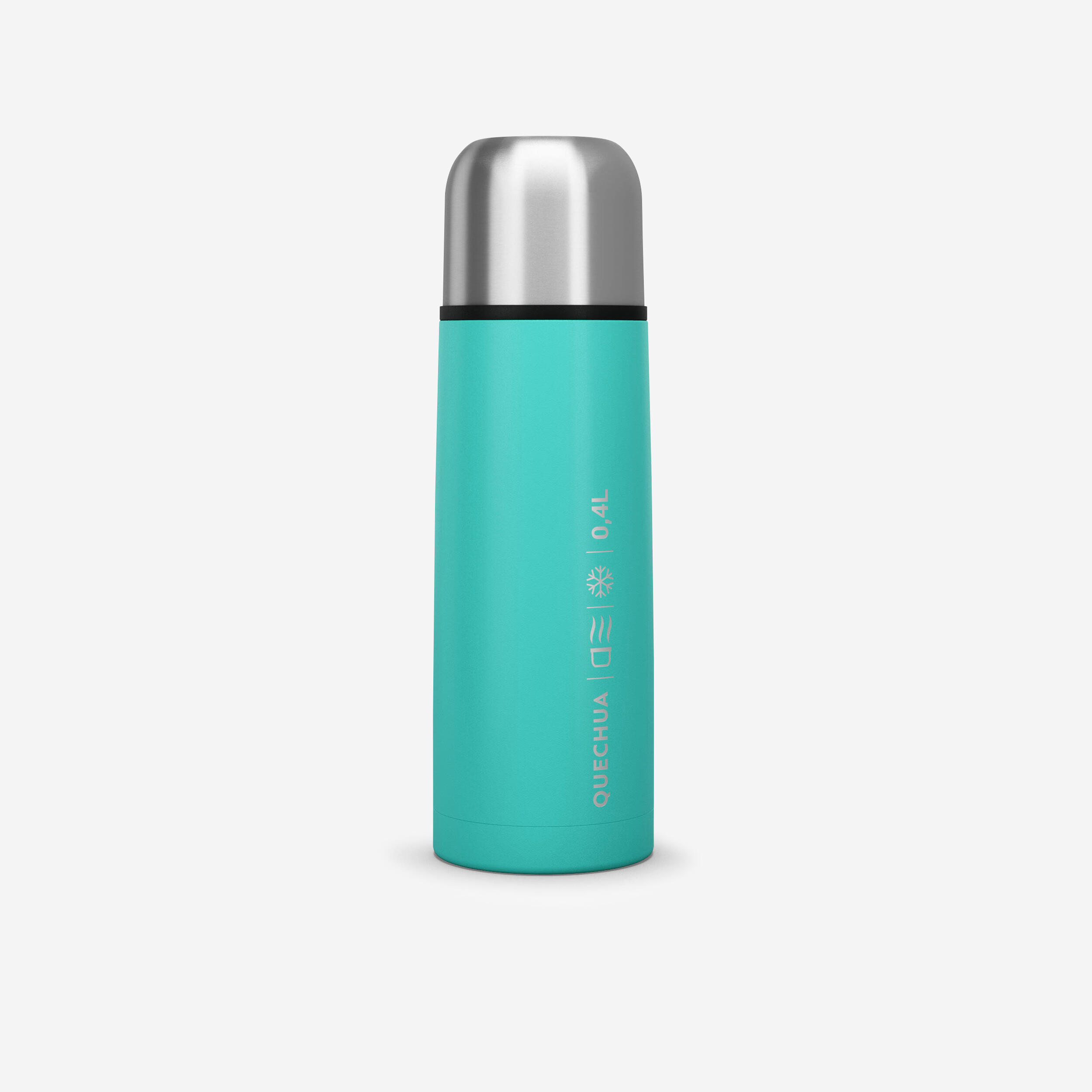 QUECHUA 0.4 L stainless steel isothermal flask with cup for hiking - turquoise