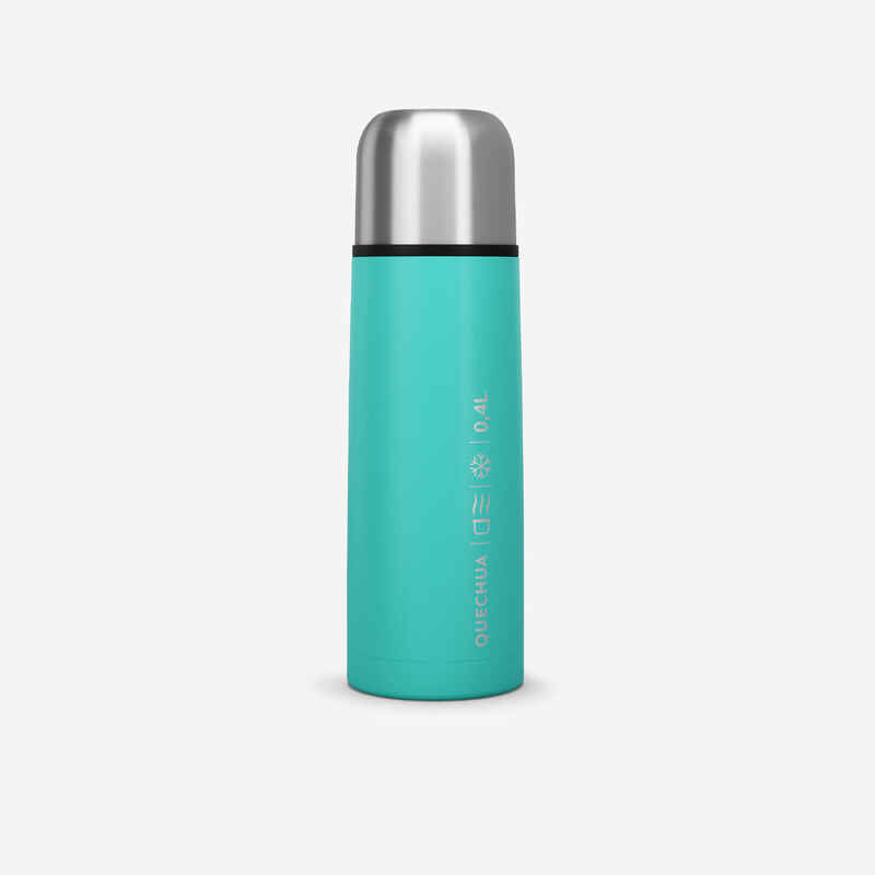 0.4 L stainless steel isothermal flask with cup for hiking - turquoise