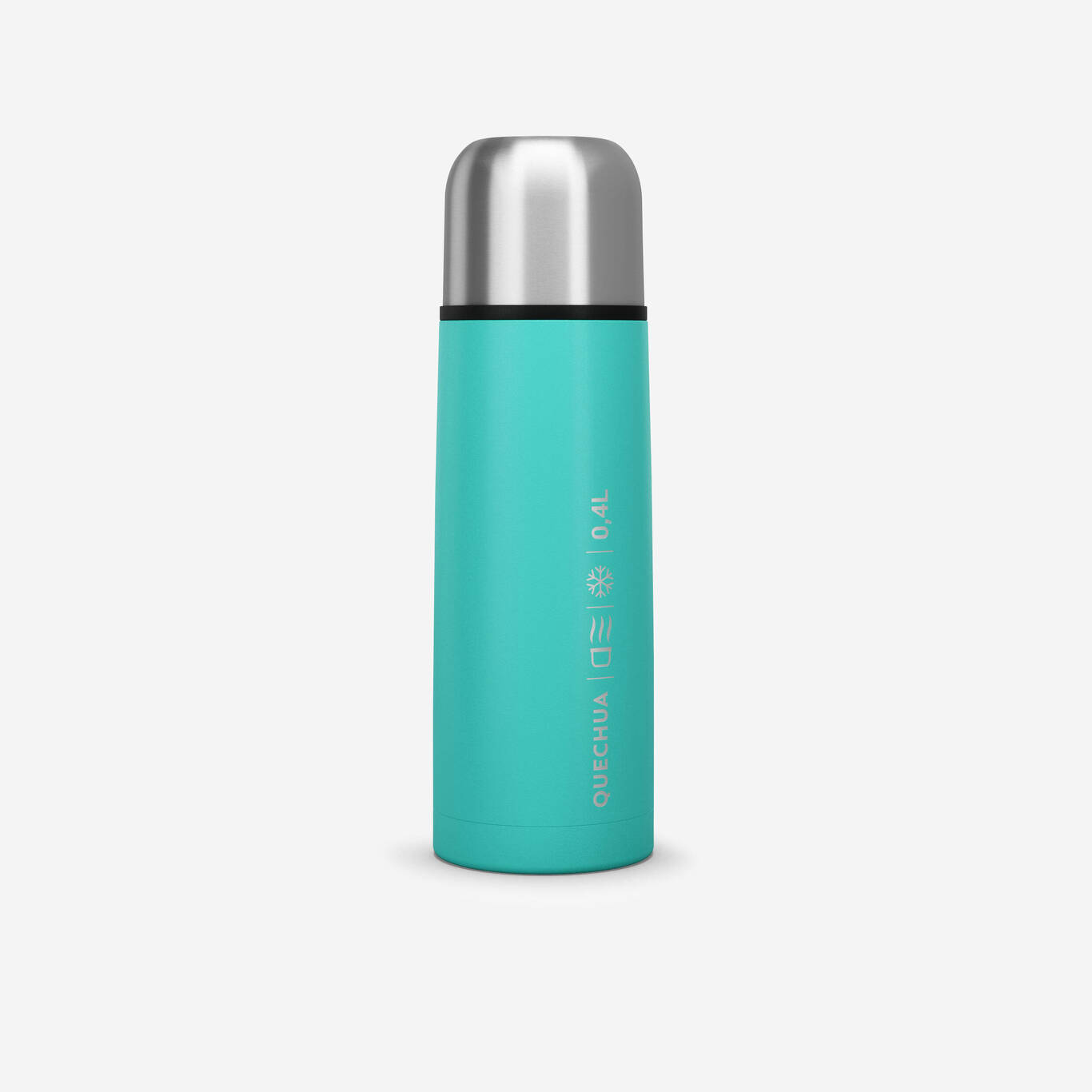 0.4 L stainless steel isothermal flask with cup for hiking - turquoise