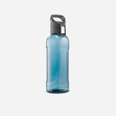 Plastic hiking flask with quick opening cap MH500 0.8 Litre blue