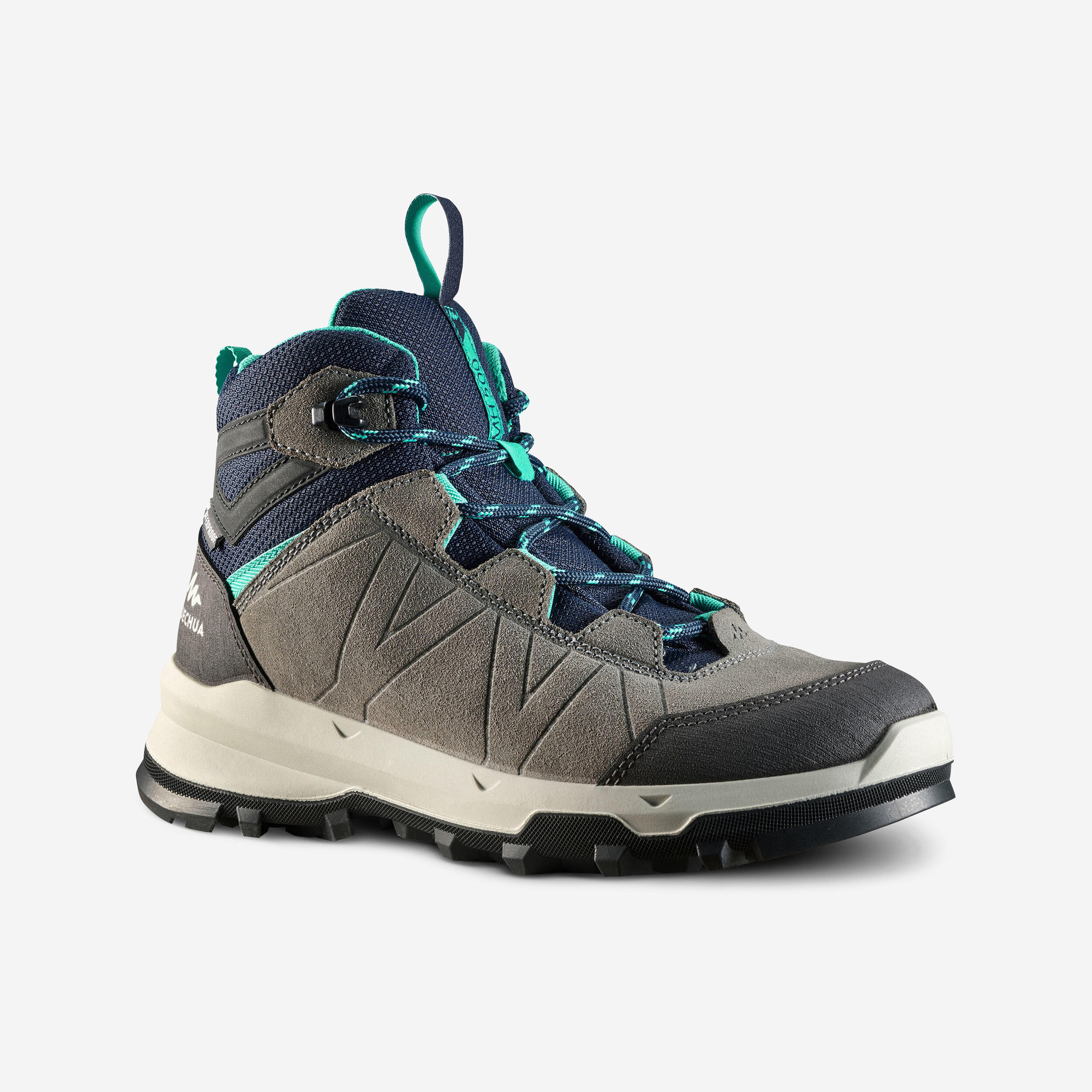 Kids' Waterproof Hiking Boots - MH 500 - Navy blue, Lime yellow - Quechua -  Decathlon