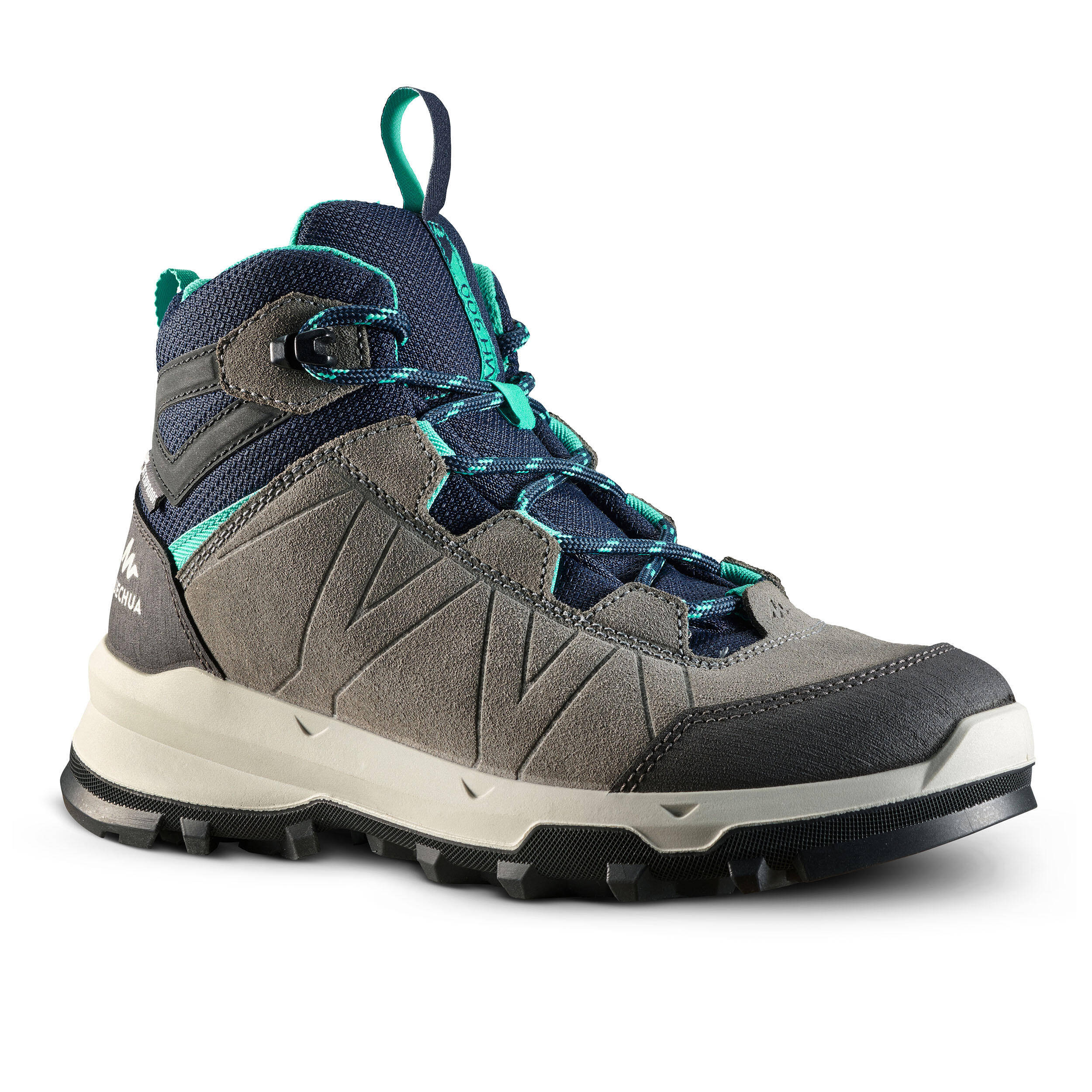 Kids’ waterproof high hiking boots, UK sizes 10 to 6, MH900 - Blue -  2