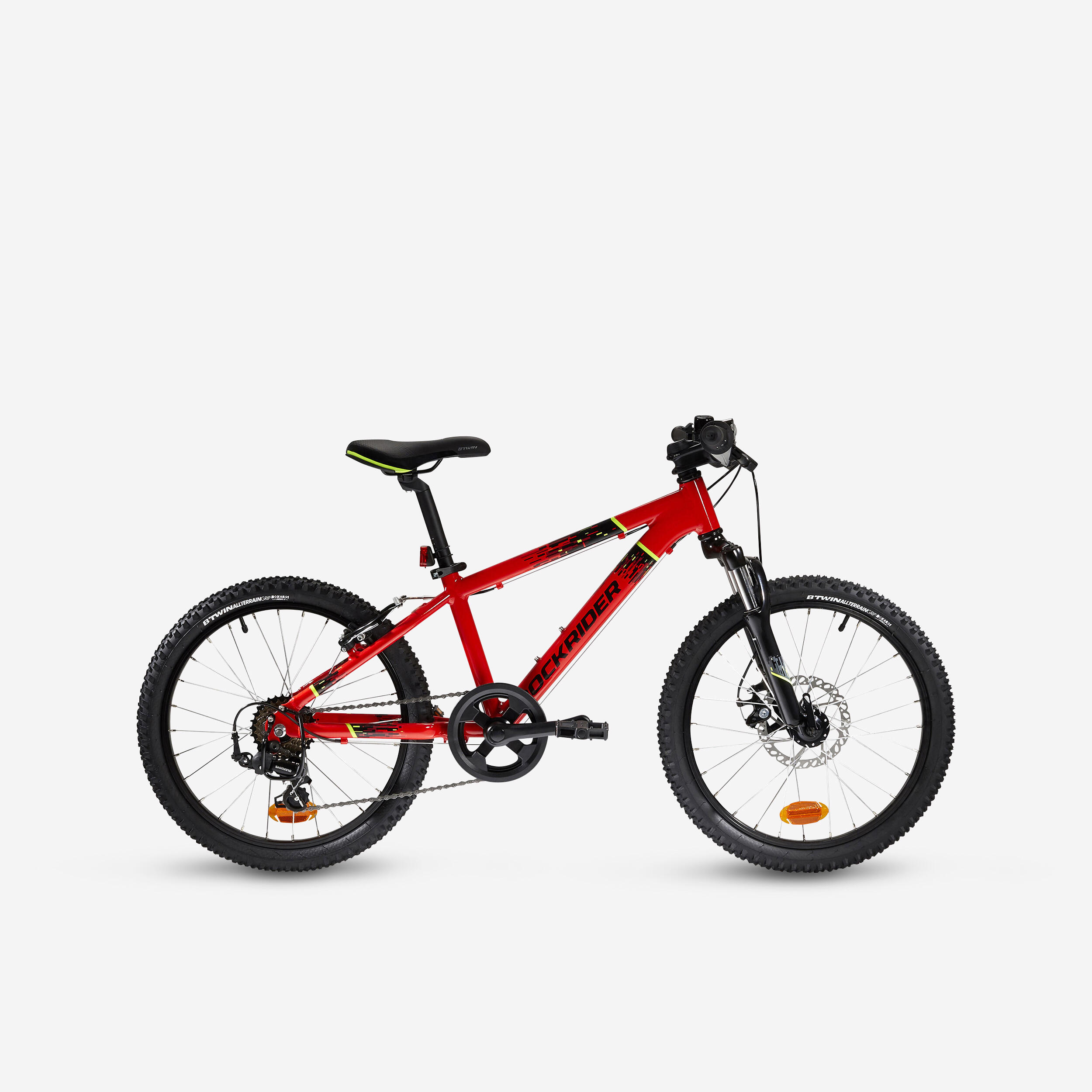 ROCKRIDER Kids' 20-inch lightweight aluminium mountain bike, red