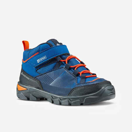 Botas de velcro impermeables de senderismo para Niños MH120 azul