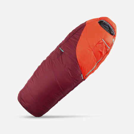 sleeping bagpara 0°C tipo momia de camping para Niños Quechua MH500 rojo