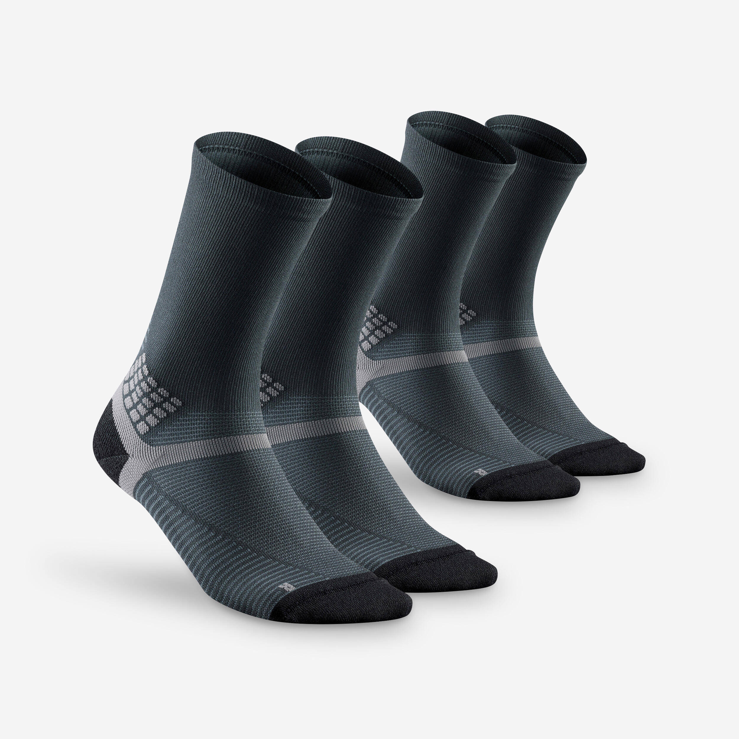 Unisex Anti-Friction High Ankle Socks with Quick Drying 2 Pairs Black - NH500 -  1
