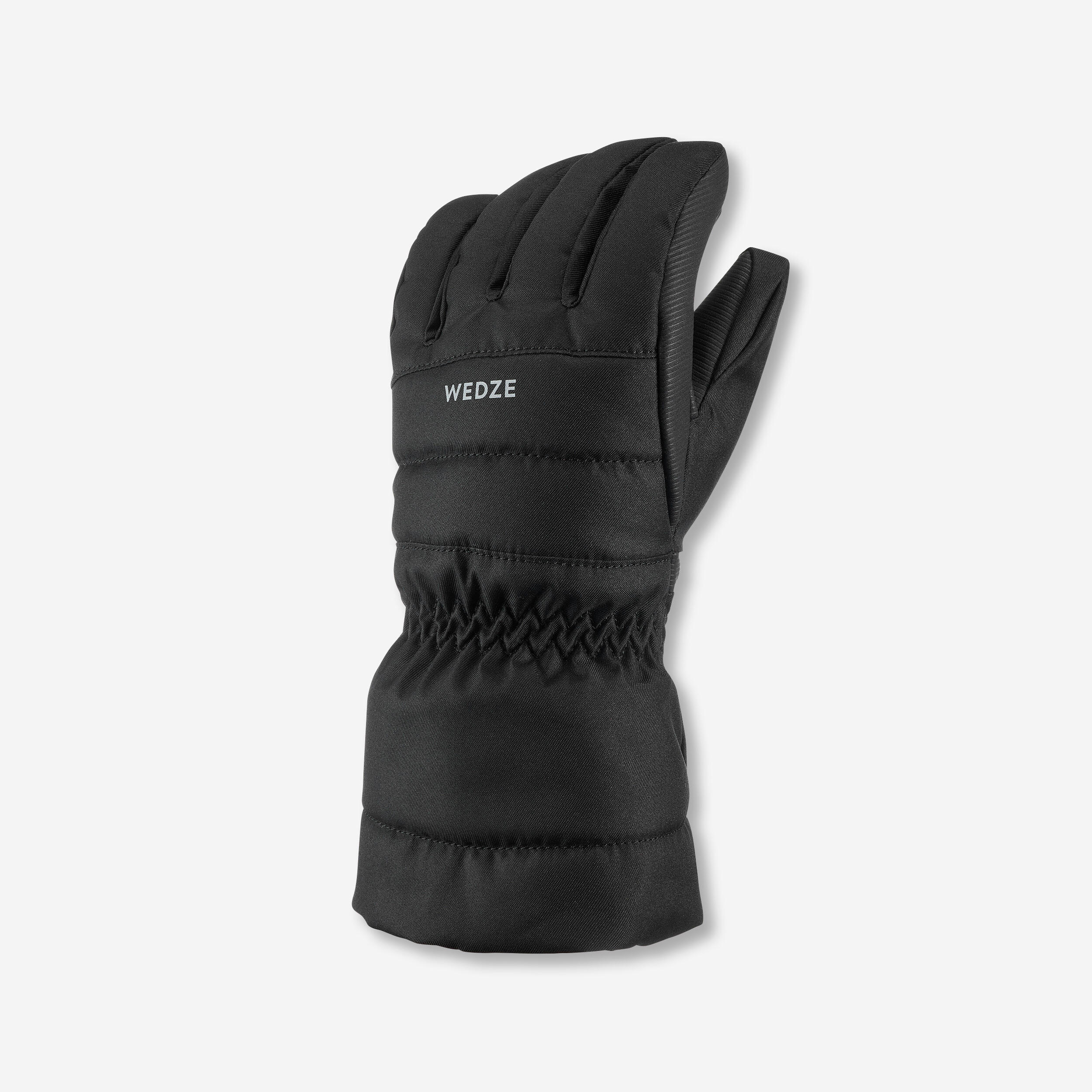 WARM, WATERPROOF CHILDREN'S SKI GLOVES 500 BLACK