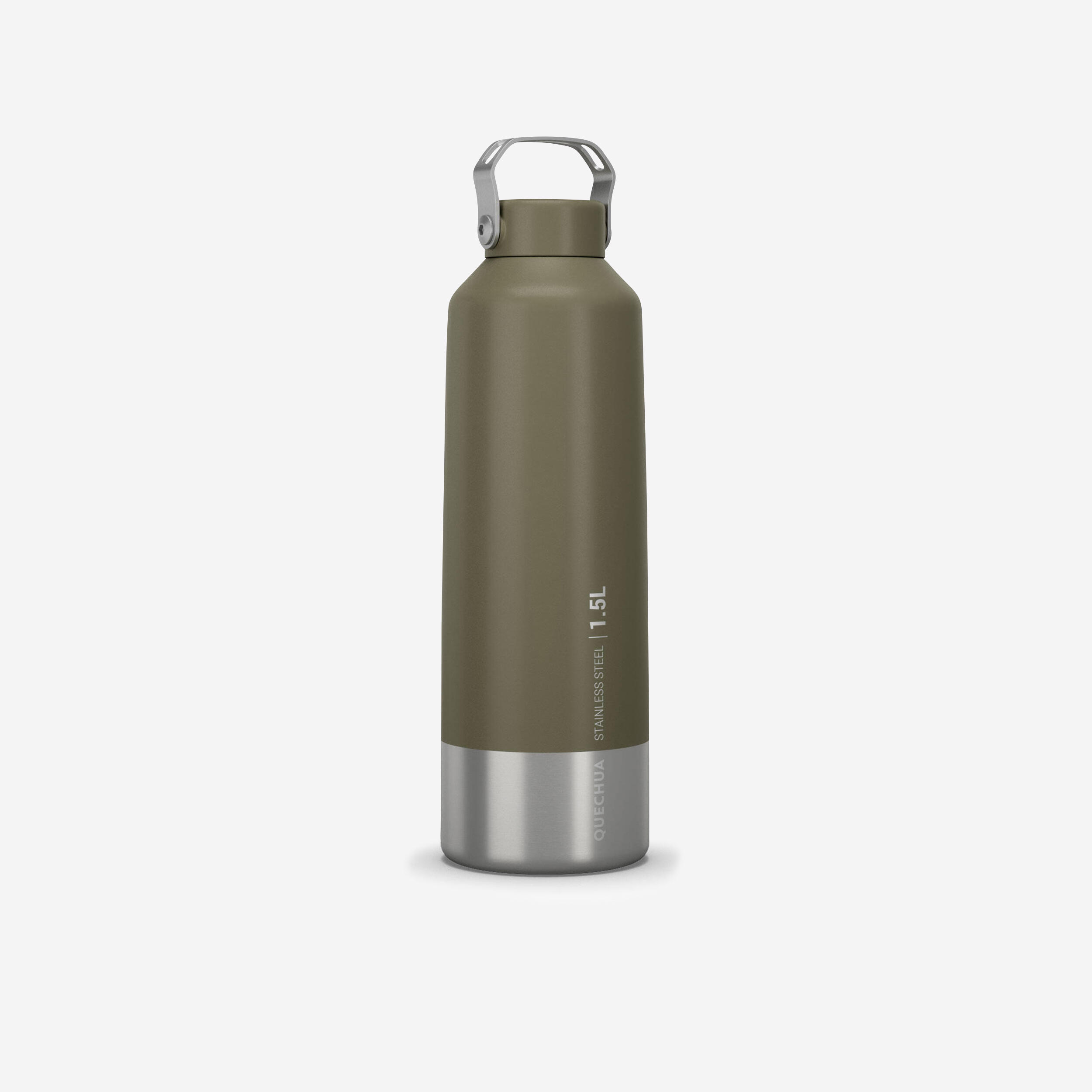 QUECHUA Gourde Inox 1,5l Avec Bouchon &#xC0; Vis Pour La Randonn&#xE9;e - Kaki