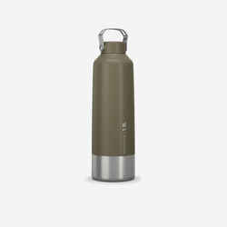 1.5 L stainless steel flask with screw cap for hiking - Khaki