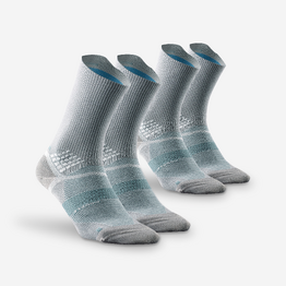 Chaussettes de randonnée hautes double peau (2 paires) adulte, Hike 520 gris