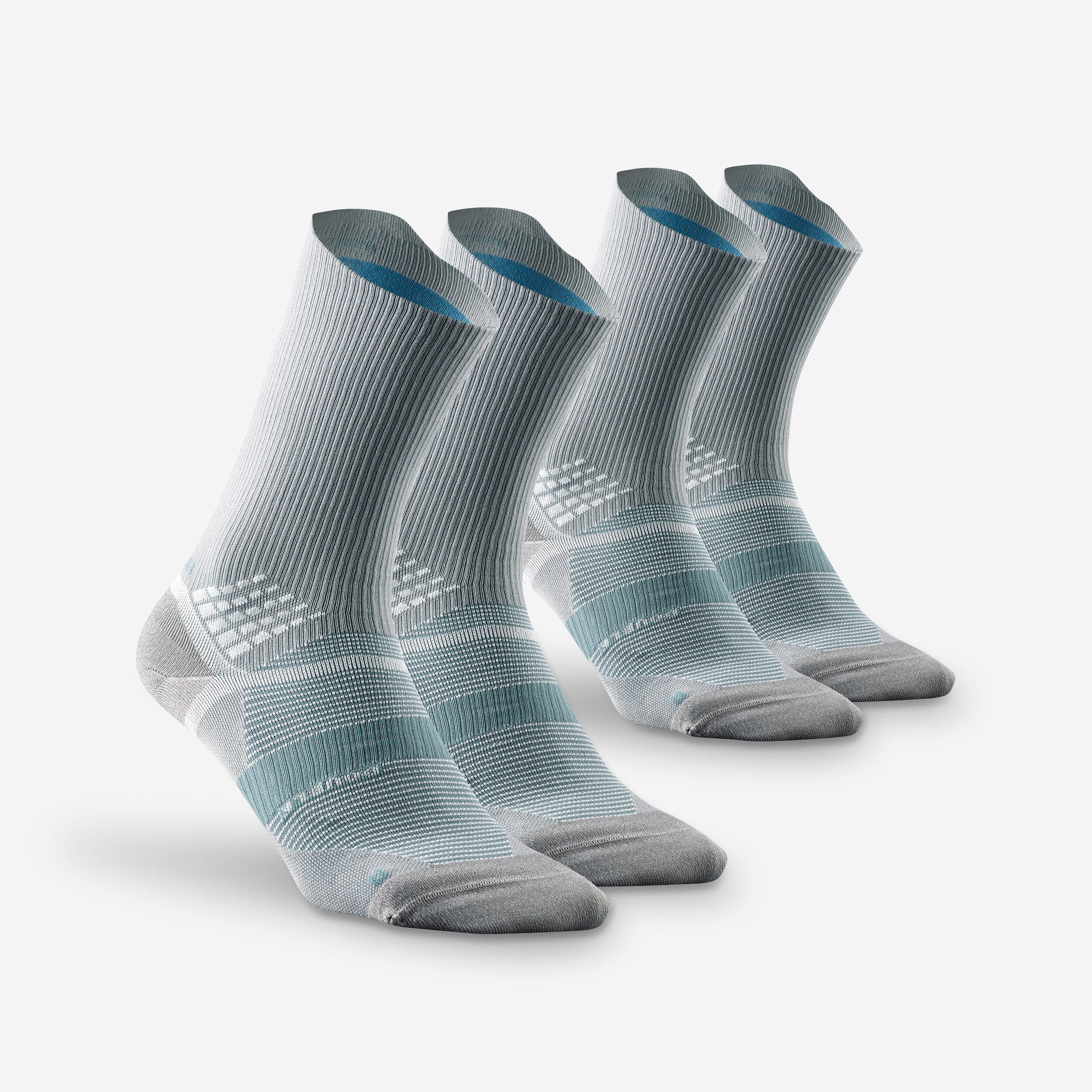 QUECHUA Hiking socks - Hike 520 Double High Grey x2 pairs 