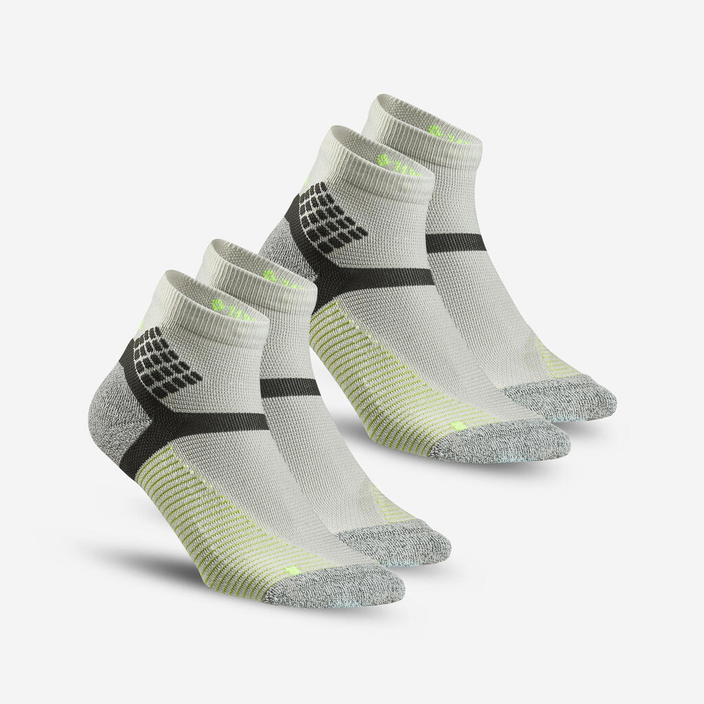 Calcetines de senderismo gris/amarillo Hike 500 MID x2