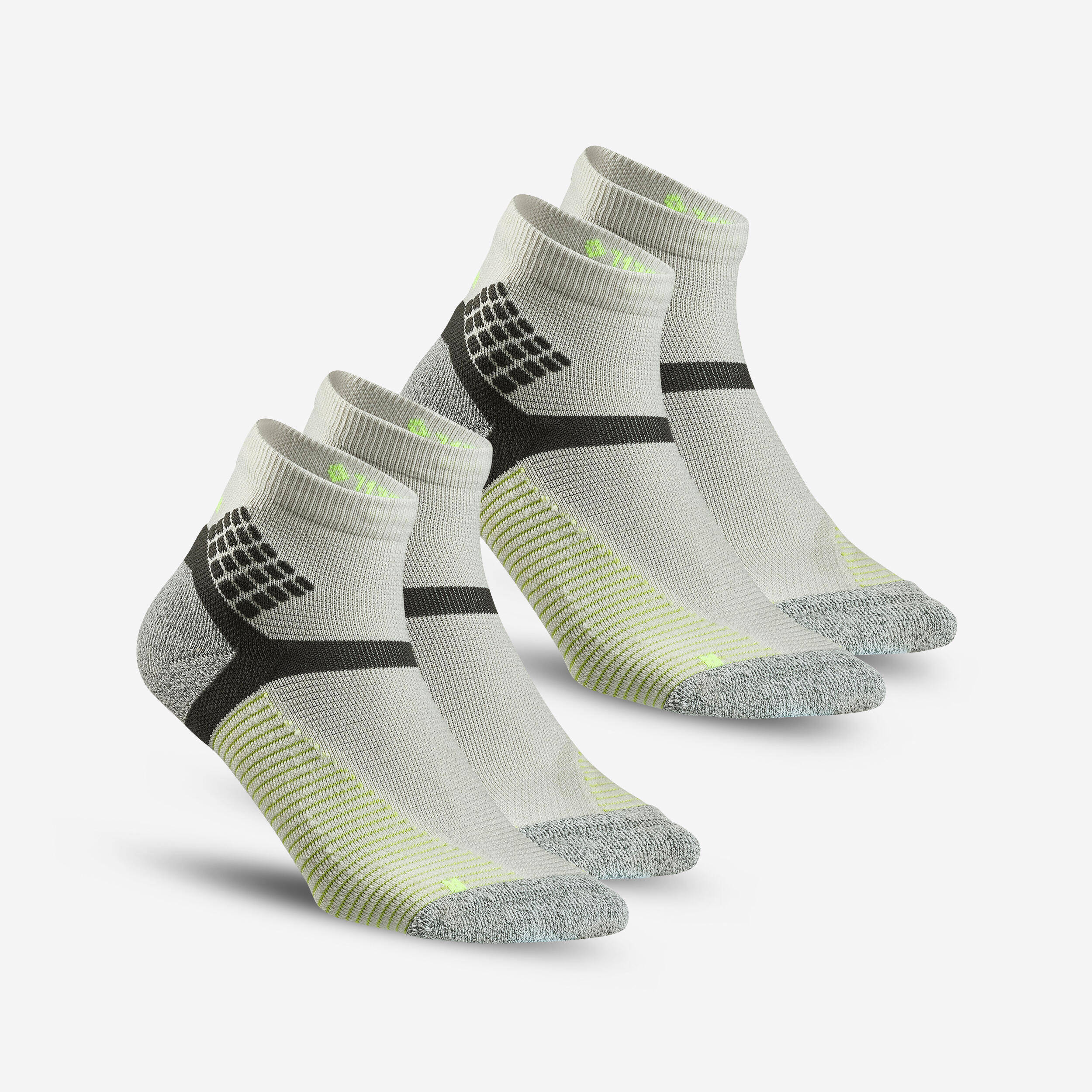 Unisex Anti-Friction Mid Ankle Socks with Quick Drying 2 Pairs Grey - NH500 -  1