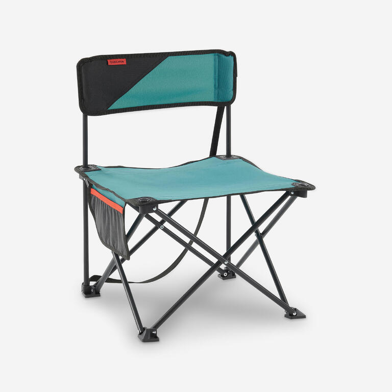 Low folding camping chair MH100 in blue