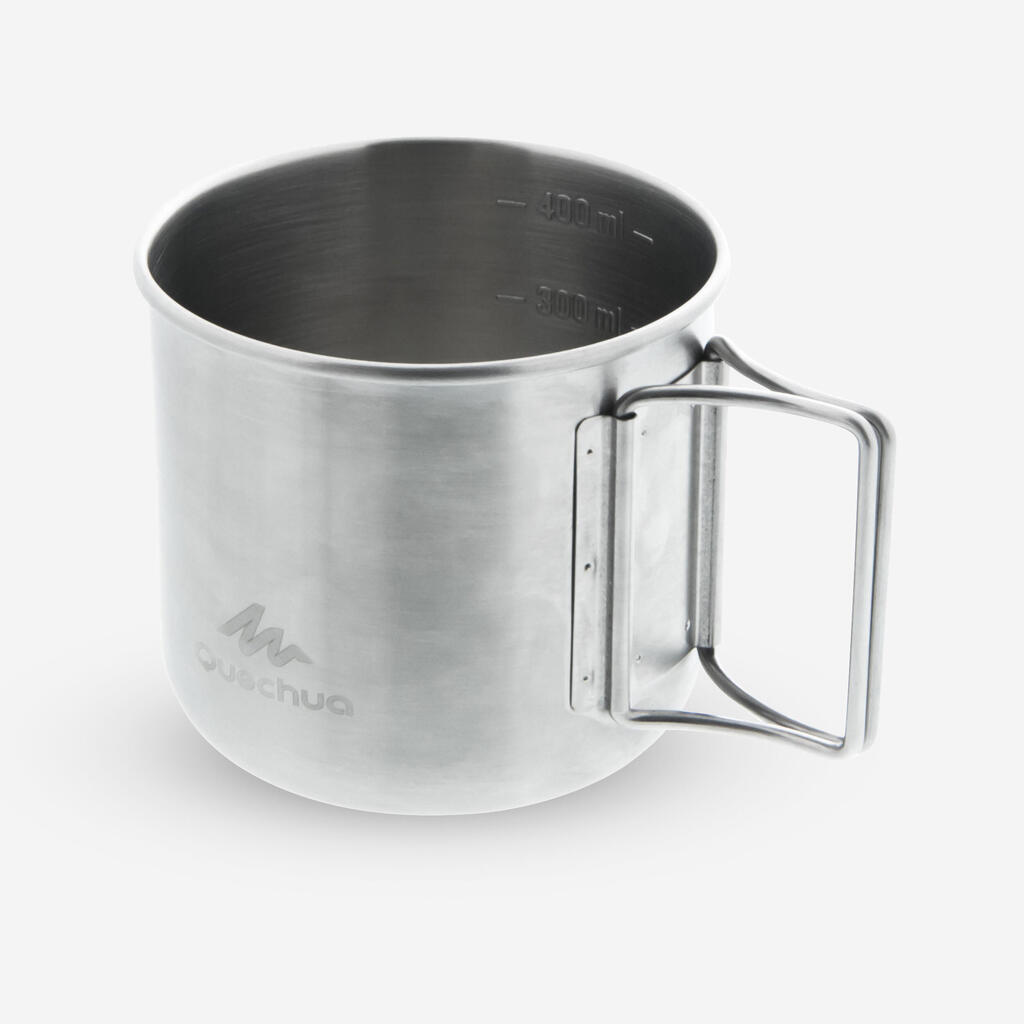 Tasse 500 acier inox 0,4L, pour la randonnée et le camping.