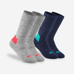 Calcetines térmicos de montaña y nieve 2 pares Niños Quechua SH100 Warm