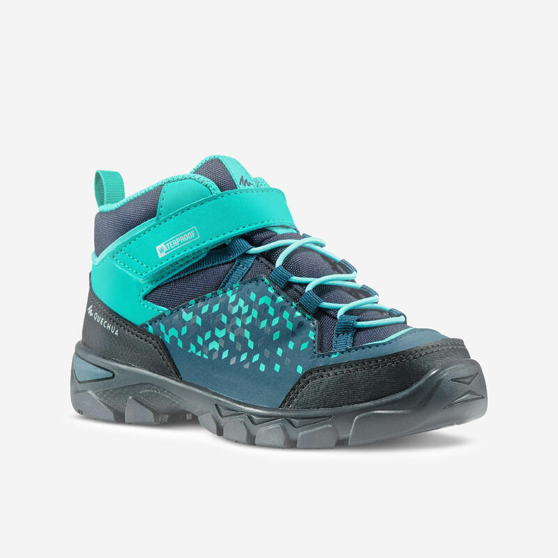 Chaussures imperméables de randonnée - MH120 MID turquoises - enfant 28 AU 34
