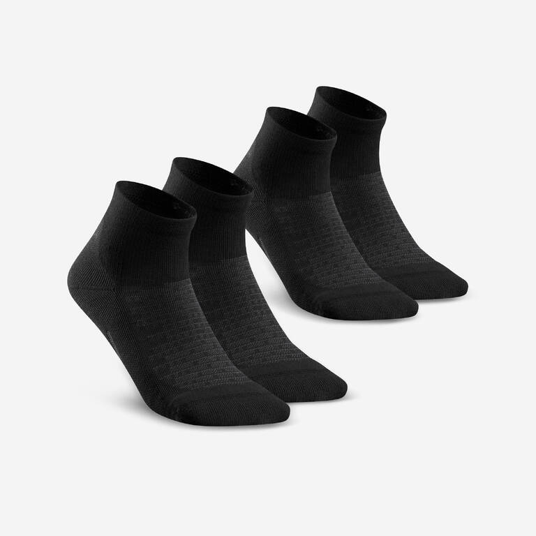 Unisex Quick Dry Mid Ankle Socks 2 Pairs Black - NH100