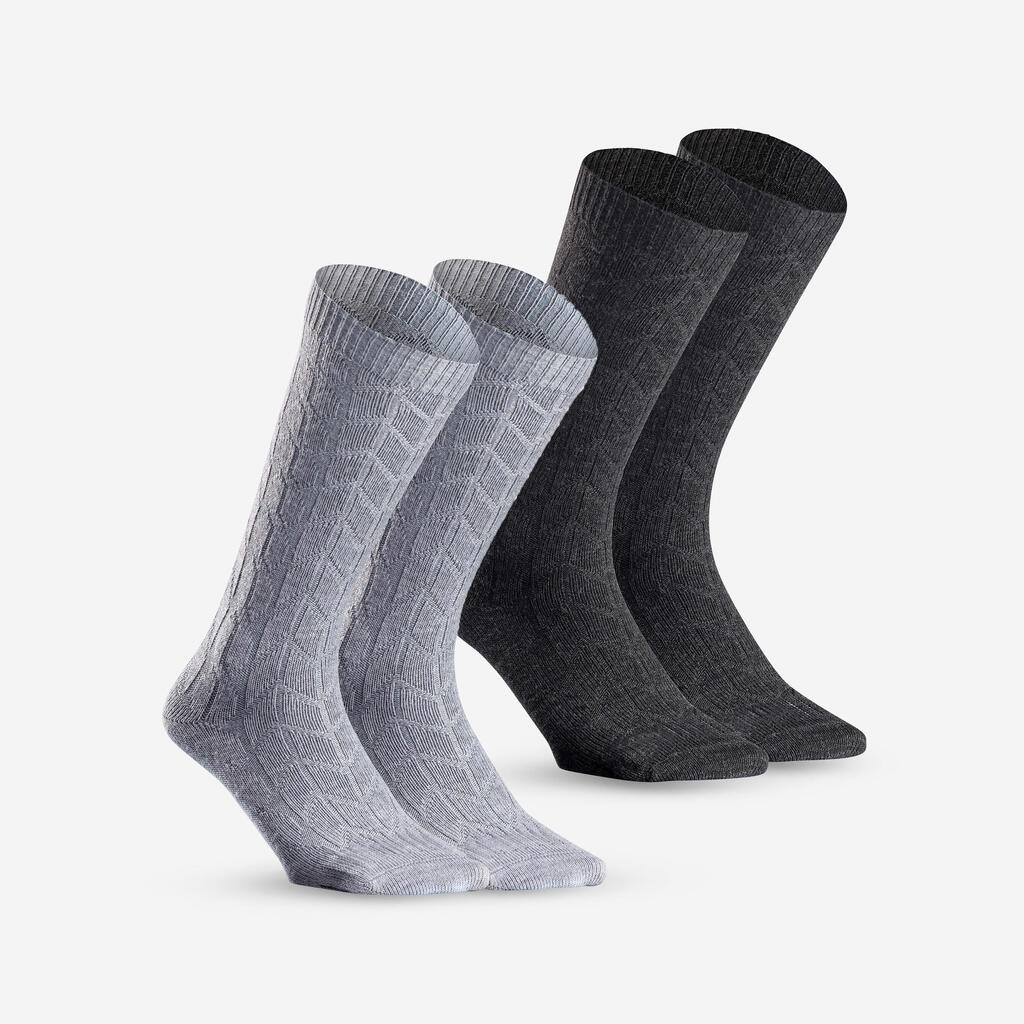 Warm hiking socks - SH100 MID JACQUARD - 2 pairs