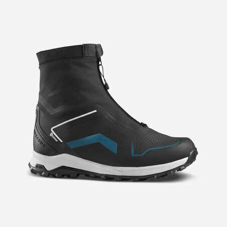 Modri in črni moški topli vodoodporni srednje visoki pohodniški čevlji SH900 