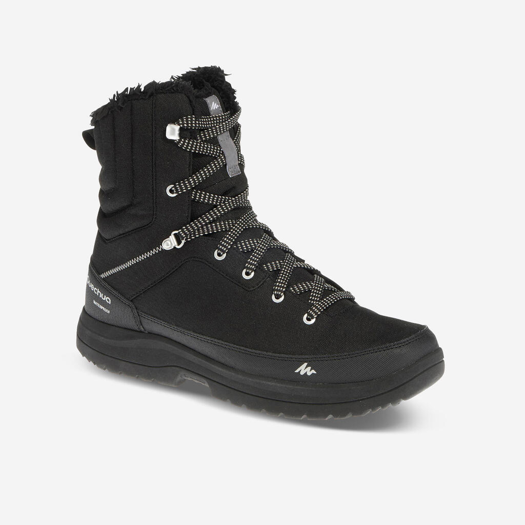 Men’s warm, waterproof hiking boots, NH100 High - Black