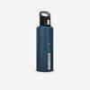 Aluminium 1 L water bottle with quick opening cap for hiking - Blue