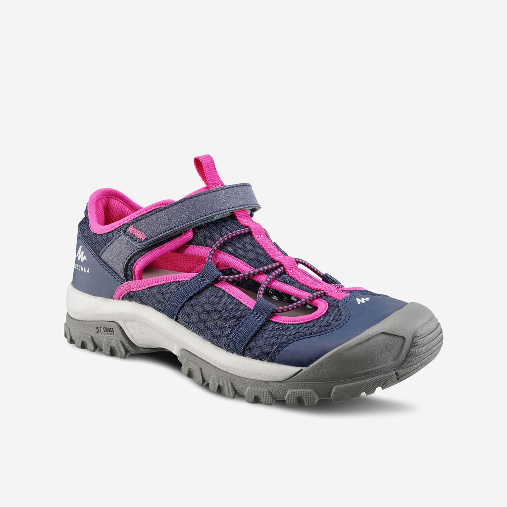 Bērnu pārgājienu sandales “MH150”, izmēri no 28. līdz 39,5., zilas/rozā
