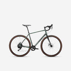 Bicicleta de gravel aluminio freno de disco monoplato 10V Triban GRVL120 verde