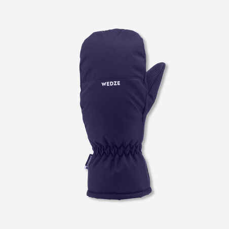 KIDS’ WARM AND WATERPROOF SKI MITTENS 100 NAVY BLUE/NEON PINK