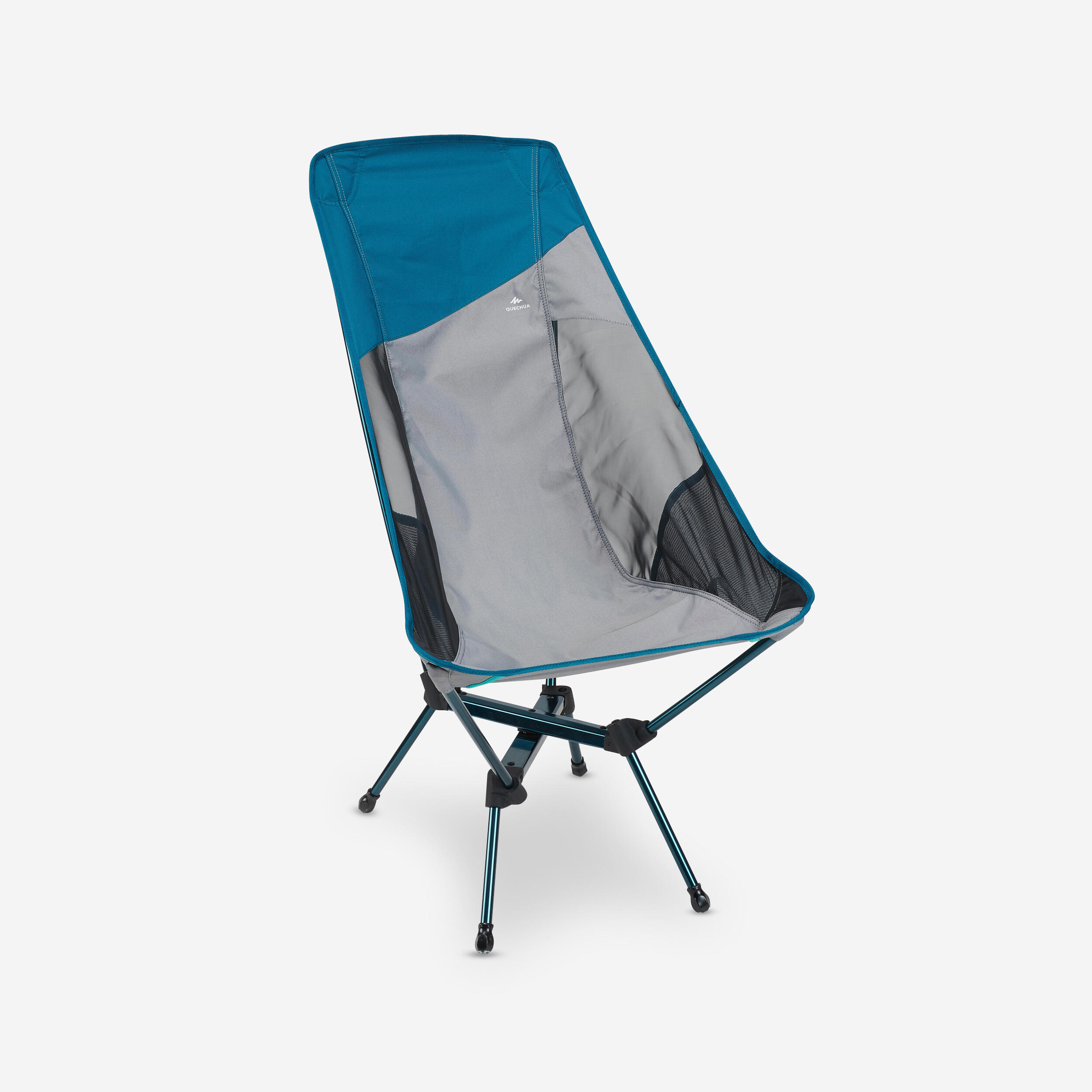 QUECHUA CHAISE BASSE XL - COMPACTE DE CAMPING-GRIS-BLEU