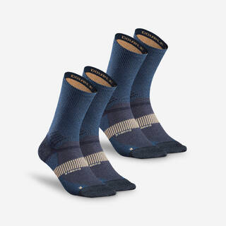 Adult high double-layer hiking socks (2&nbsp;pairs) Hike 520 - Blue