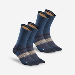 Chaussettes de randonnée hautes double peau (2 paires) adulte, Hike 520 bleu