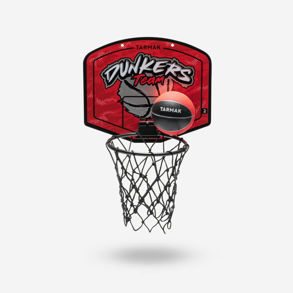 Mini στεφάνι μπασκέτας SK100 Dunkers παιδιών/ενηλίκων - Κόκκινο/Ασημί