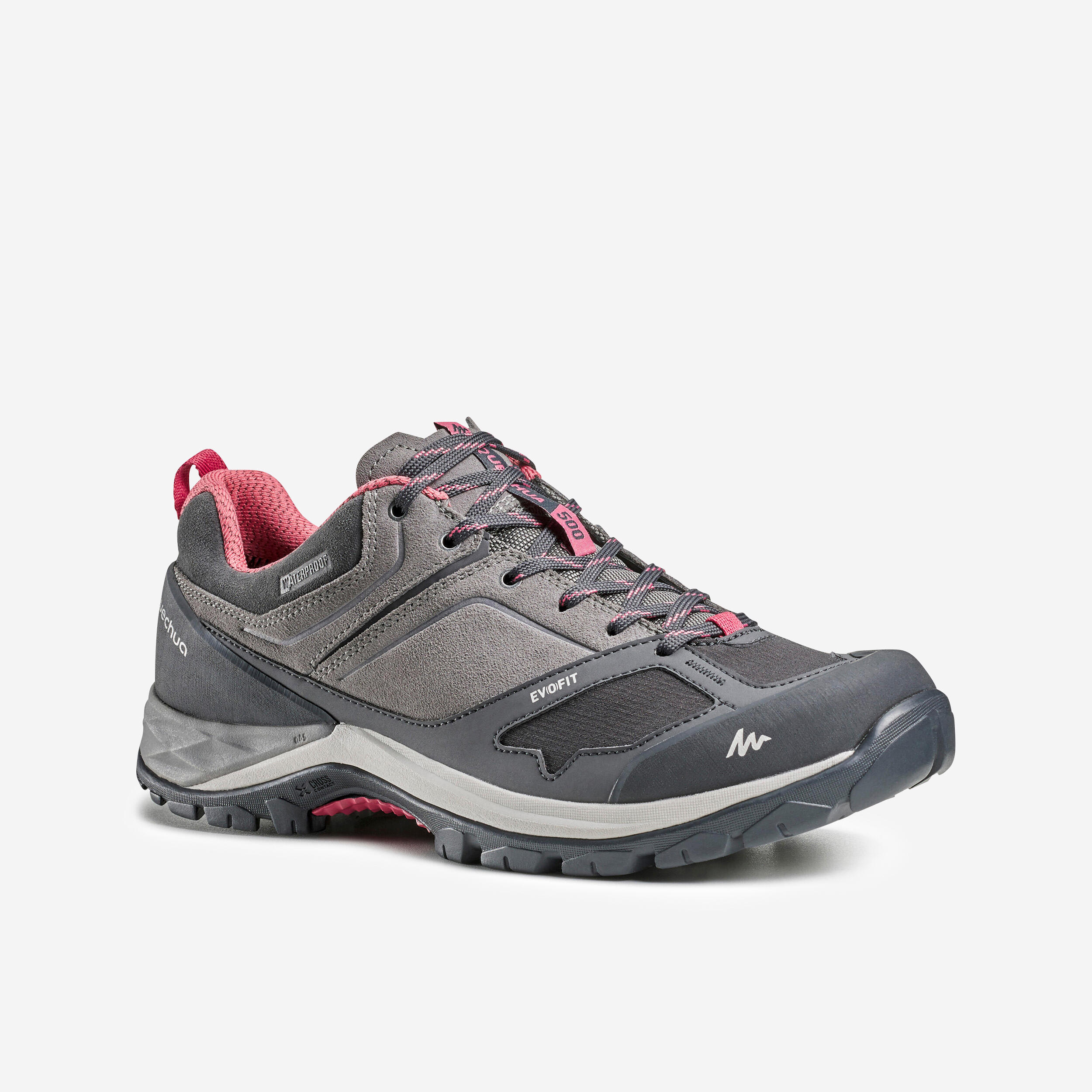 QUECHUA Women's Mountain Walking Waterproof Shoes - MH500 - pink/grey