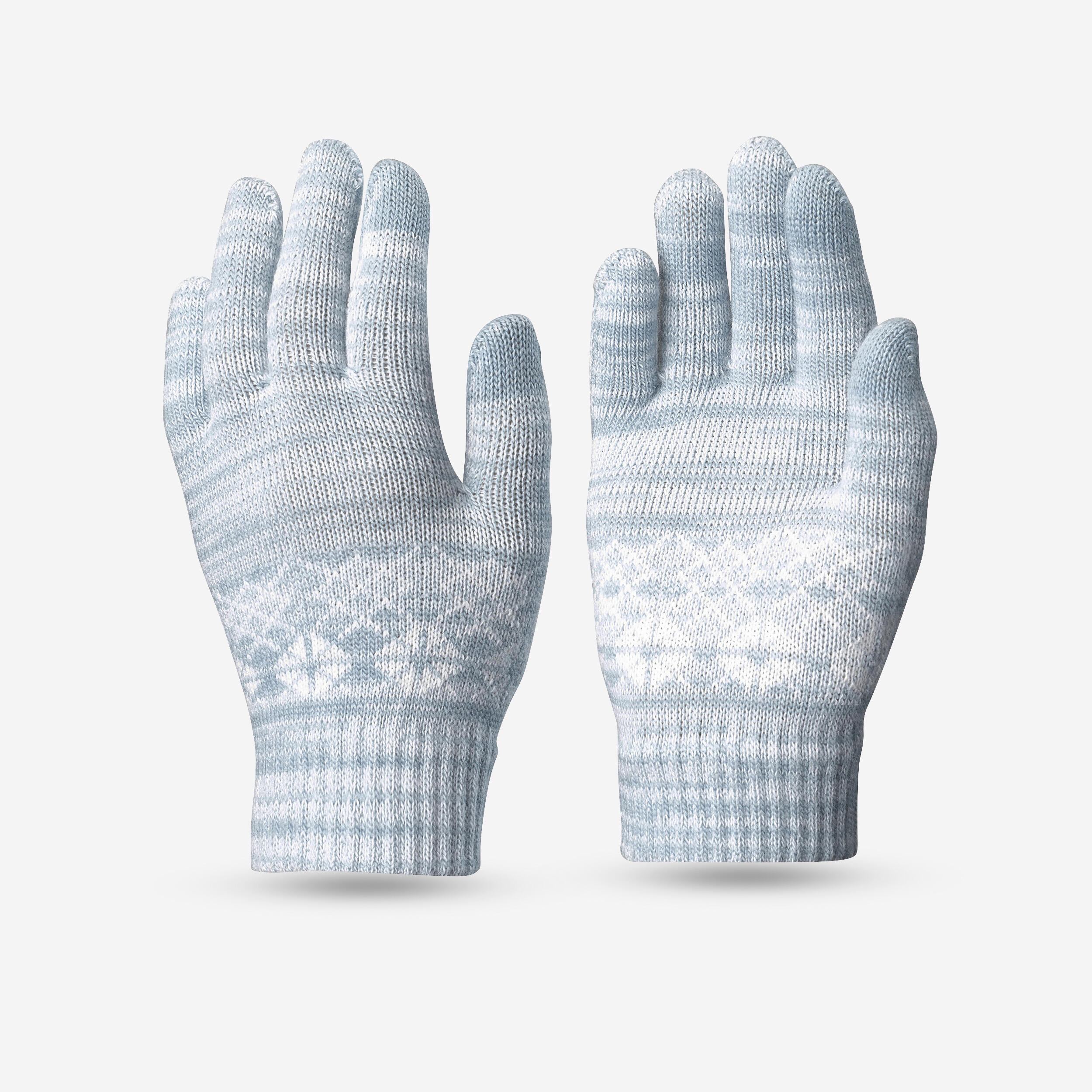 Quechua - Gants Tactiles De Randonnee - Sh100 Maille - Enfant 4 - 14 Ans - Gants - Randonnee Junior - Blanc-bleu-gris - 4 À 6 Ans - Decathlon