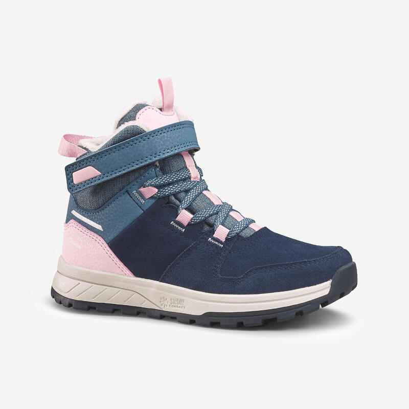 Scarpe calde trekking bambina SH500 CUOIO strap blu e rosa | dal 24 al 34 