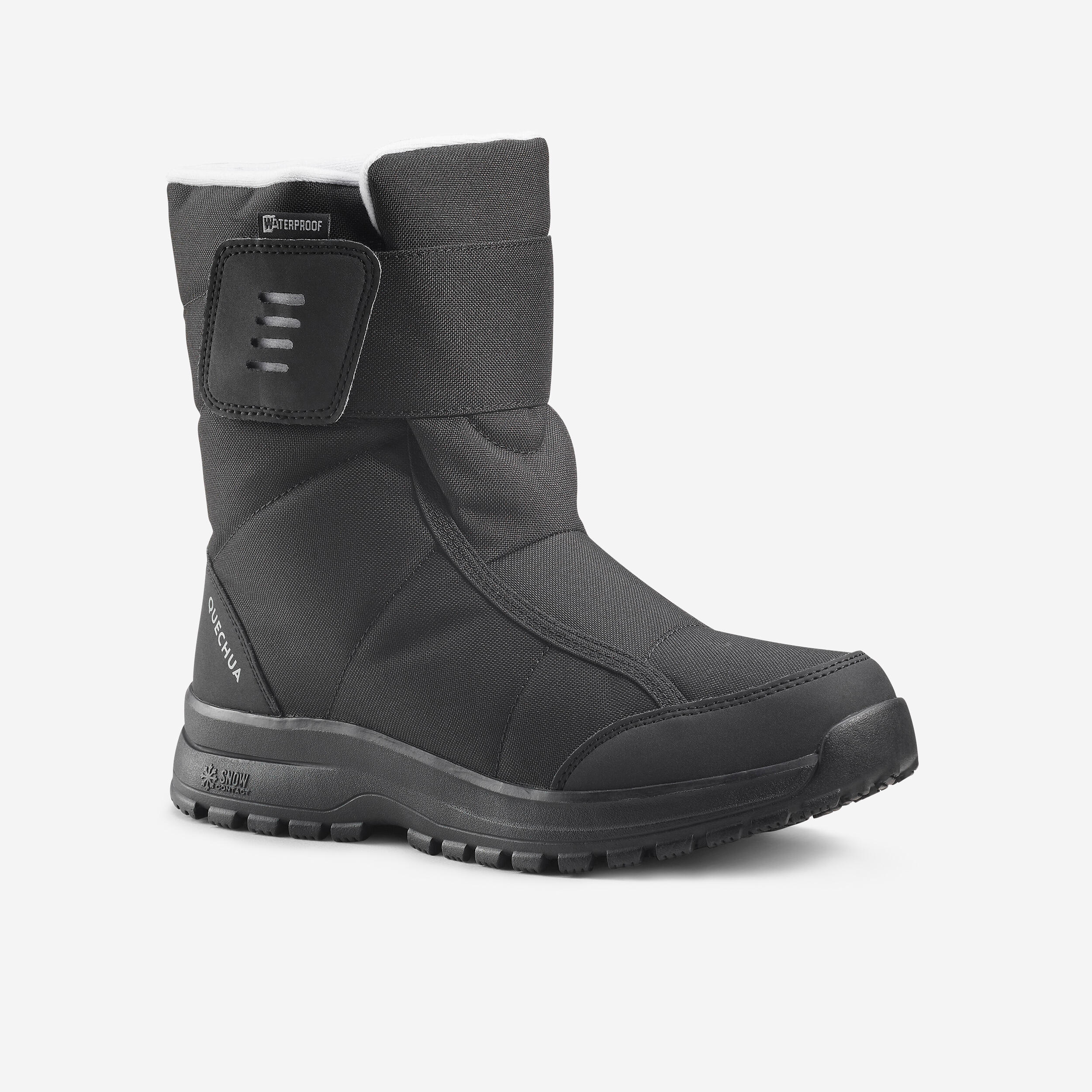 Women’s warm and waterproof snow hiking boots NH100 Rip-tab - Black