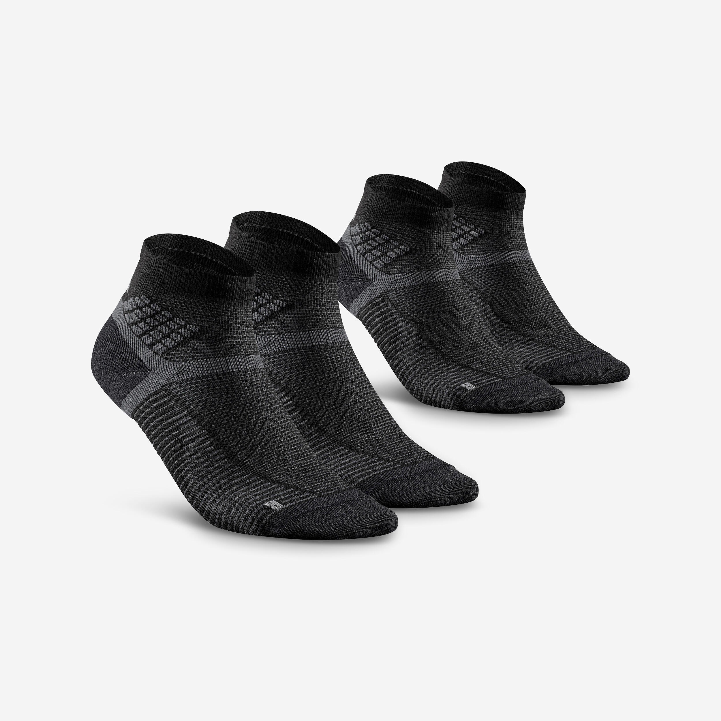 quechua Unisex Anti-Friction Mid Ankle Socks with Quick Drying 2 Pairs Black - NH500-picture-26