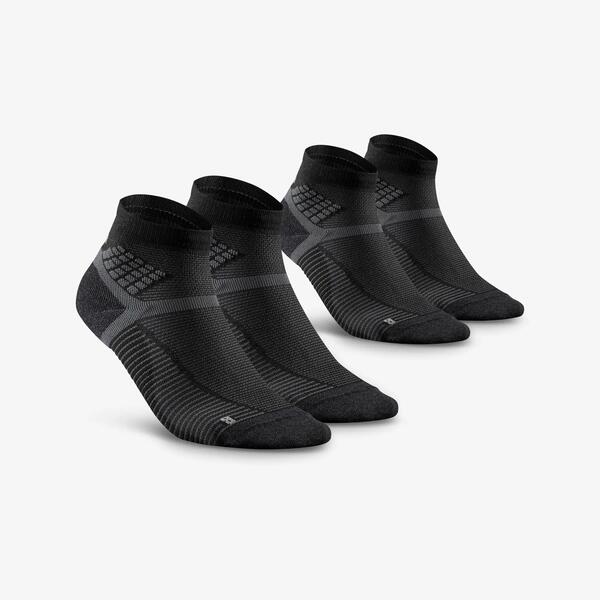 Two pairs of black mid-height hiking socks
