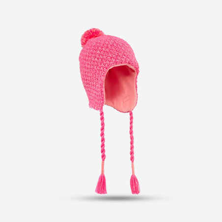 GORRO PERUANO DE ESQUÍ PARA NIÑOS - TIMELESS - ROSA ROJO CORAL CLARO