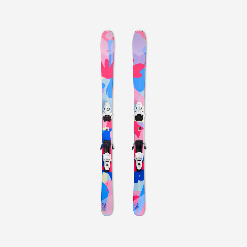 Sieviešu slēpes ar stiprinājumiem nobraucieniem “Cross 150+”, ar ziedu motīvu