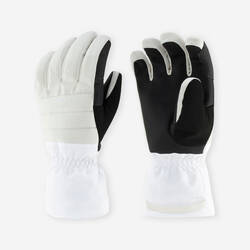 ADULT SKI GLOVES 500 - BEIGE AND WHITE