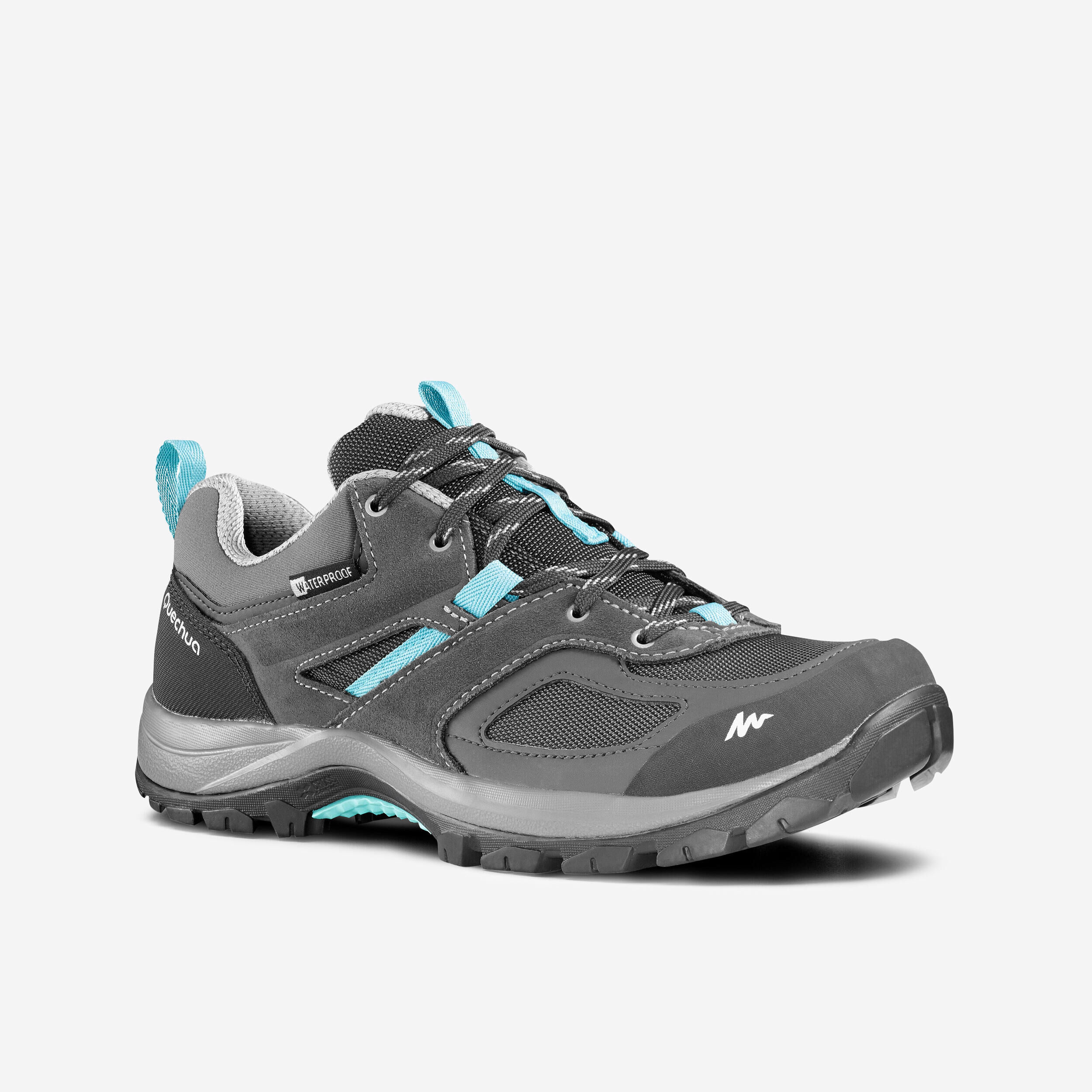 QUECHUA Women’s Waterproof Mountain Walking Shoes - MH100 - Grey/Blue